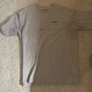 Patagonia light brown/gret t shirt.